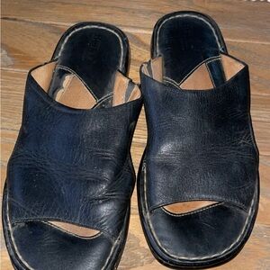 Women’s Born Black Leather Slide Sandals